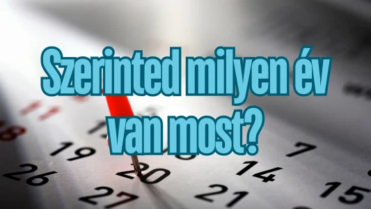 Naptár piros gombostűvel, és egy felirta: Szerinted milyen év van most?